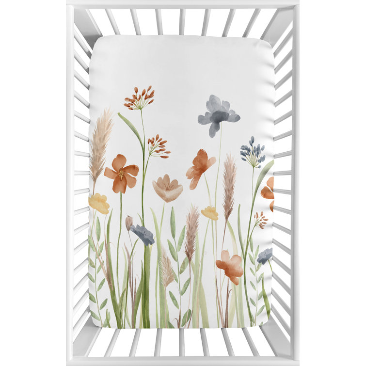 Watercolor floral clearance crib sheet